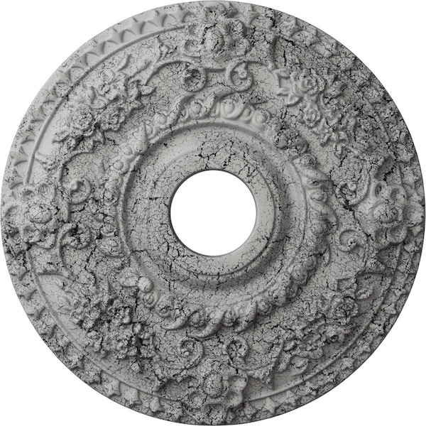 Ekena Millwork Rose Ceiling Medallion (Canopies up to 7 1/4"), 18"OD x 3 1/2"ID x 1 1/2"P, Ultra Pure White Crackle CM18ROUWC - main